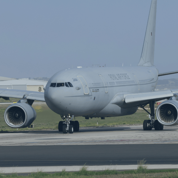 Airplane showcasing the aerospace and defense industry